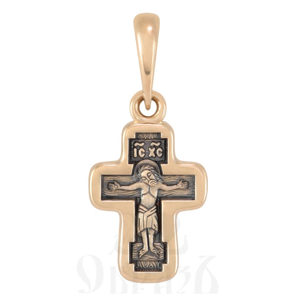 крестильный крест «распятие христово. символ веры», золото 585 проба красное (арт. 201.660-1)