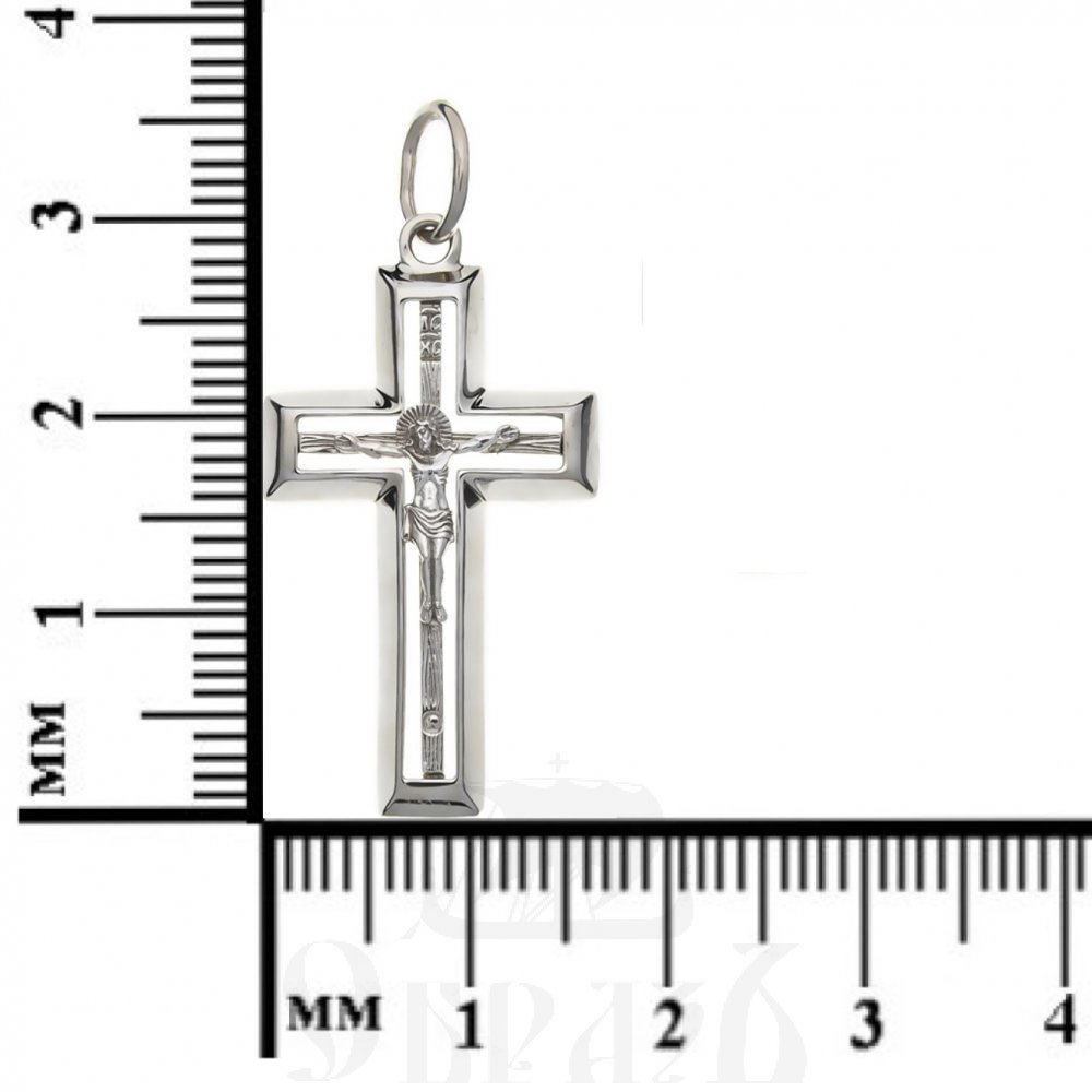 золотой крест с молитвой "спаси и сохрани", 585 проба белого цвета (арт. п10026-з5б)