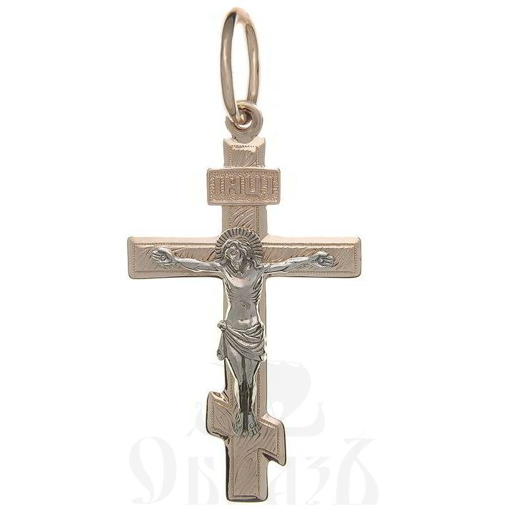 золотой восьмиконечный крест с молитвой "спаси и сохрани", 585 проба красного и белого цвета (арт. п10121-з5кб)
