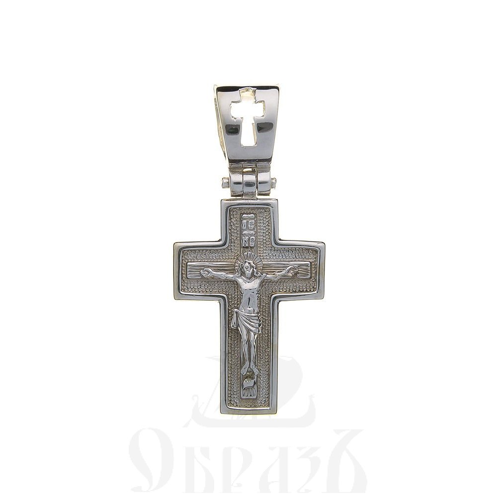 золотой крест с молитвой "отче наш", 585 проба белого цвета (арт. п30046-з5б)