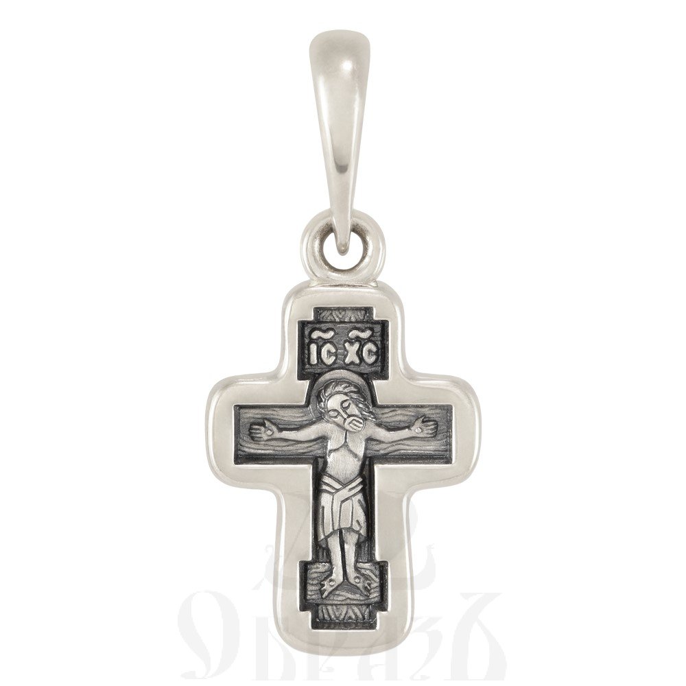 крестильный крест «распятие христово. символ веры», золото 585 проба белое (арт. 201.660-3)