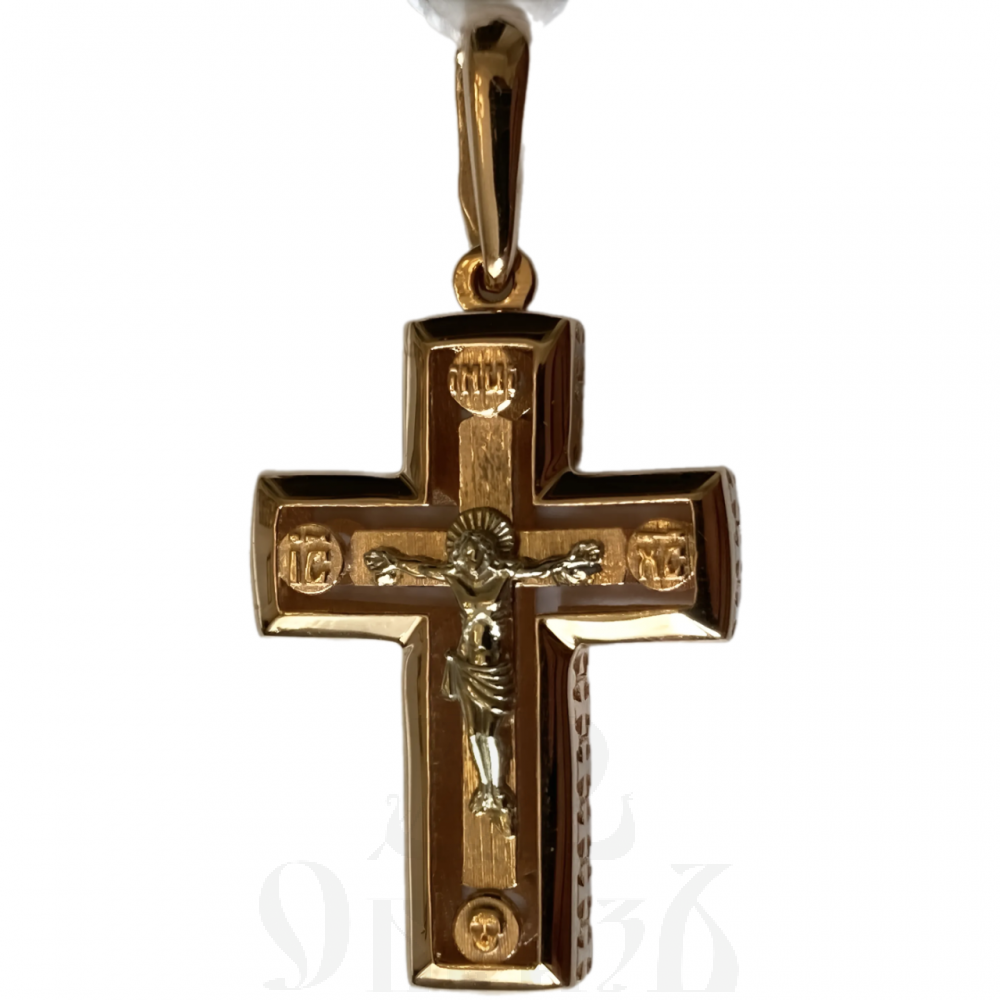 золотой крест с молитвой "спаси и сохрани", 585 проба красного и белого цвета (арт. п-1354-з5кб)